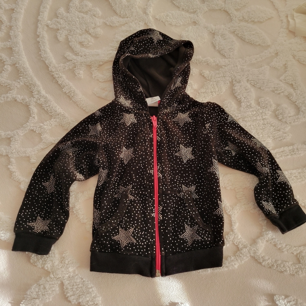 Girls Hoodie Jacket Black and Bling Stars 18 Months